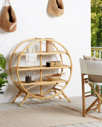 Beliani 3 Tier Shelving Unit Tuvalu Ii Rattan 109 Cm Natural - thumbnail 2