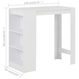 Berkfield Bar Table With Shelf White 110X50X103 Cm - thumbnail 6