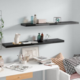 Berkfield Floating Wall Shelves 2 Pcs High Gloss Black 120X23.5X3.8 Cm Mdf