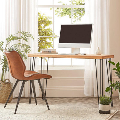 Off The Grain Wooden Desk - Computer Table Made From Solid Oak - 100Cm (L) - image 1