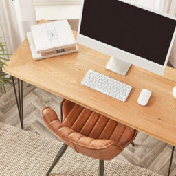 Off The Grain Wooden Desk - Computer Table Made From Solid Oak - 100Cm (L) - thumbnail 2