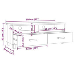 Berkfield Tv Cabinet Light Grey 106X40X40 Cm Solid Wood Pine - thumbnail 8