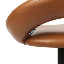 Wyld and Coco Set Of 2 Golden Brown Faux Leather Bar Stools - 360 Swivel, Gas-Lift Adjustable, Black Iron Frame - thumbnail 9