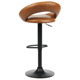 Wyld and Coco Set Of 2 Golden Brown Faux Leather Bar Stools - 360 Swivel, Gas-Lift Adjustable, Black Iron Frame - thumbnail 6