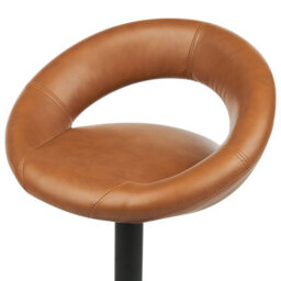 Wyld and Coco Set Of 2 Golden Brown Faux Leather Bar Stools - 360 Swivel, Gas-Lift Adjustable, Black Iron Frame - thumbnail 7
