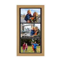AK Frames 16X8 Light Oak Modern Multi Photo Frame With Black Mount - Holds 3 Apertures (3X) 7X5 Photos - thumbnail 1