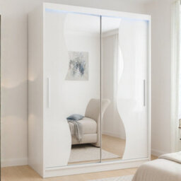 Westa S Sliding Door Wardrobe With Mirrors On The Fronts White With Rgb Led Lights - thumbnail 1