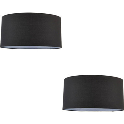"Loops 2 Pack 20"" Cylinder Lamp Shade - Black Cotton Rolled Edge Fabric Cover - Table Light" - image 1