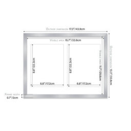 16X12 Inch 2 Opening Photo Collage Frame, Display Two 9X7 Inch Photos, Multi Aperture Family Picture Frame, Silver - thumbnail 4