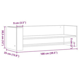 Berkfield Wall Shelf Grey Sonoma 100X35X30.5 Cm Engineered Wood - thumbnail 9
