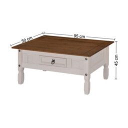 Mercers Furniture Corona White 1 Drawer Coffee Table Solid Wood Pine Wooden With Mexican Styling - thumbnail 5