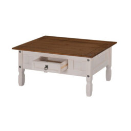 Mercers Furniture Corona White 1 Drawer Coffee Table Solid Wood Pine Wooden With Mexican Styling - thumbnail 3
