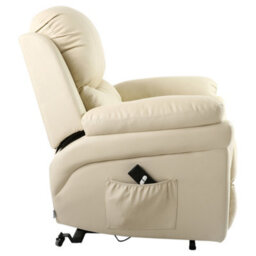 More4Homes Madison Single Motor Electric Riser Rise Recliner Bonded Leather Armchair Electric Lift Chair (Cream) - thumbnail 5