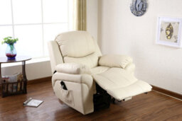 More4Homes Madison Single Motor Electric Riser Rise Recliner Bonded Leather Armchair Electric Lift Chair (Cream) - thumbnail 7