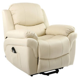 More4Homes Madison Single Motor Electric Riser Rise Recliner Bonded Leather Armchair Electric Lift Chair (Cream) - thumbnail 2