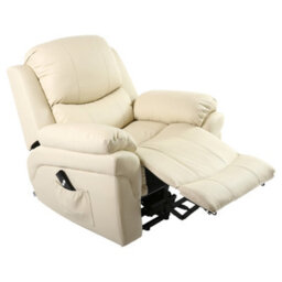 More4Homes Madison Single Motor Electric Riser Rise Recliner Bonded Leather Armchair Electric Lift Chair (Cream) - thumbnail 3