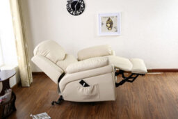 More4Homes Madison Single Motor Electric Riser Rise Recliner Bonded Leather Armchair Electric Lift Chair (Cream) - thumbnail 8