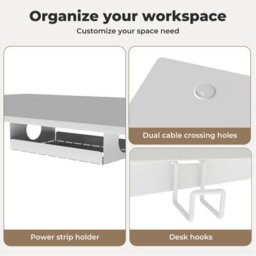 Levede Adjustable Height Electric Standing Desk White Metal Frame - thumbnail 9
