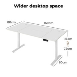 Levede Adjustable Height Electric Standing Desk White Metal Frame - thumbnail 4