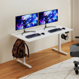 Levede Adjustable Height Electric Standing Desk White Metal Frame - thumbnail 1