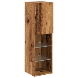 Berkfield Tv Cabinet With Led Lights Old Wood 30.5X30X102 Cm - thumbnail 3