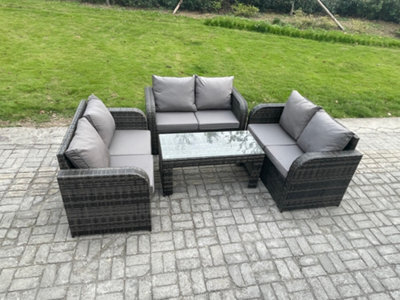 Fimous Rattan Garden Furniture Set 6 Seater Indoor Outdoor Patio Sofa Set With Coffee Table Loveseat Sofa - image 1