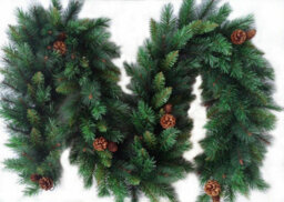 Best Artificial 12Ft Colorado Pine Christmas Garland With Pine Cones Decorated Bannister Staircase Fireplace - thumbnail 4