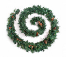 Best Artificial 12Ft Colorado Pine Christmas Garland With Pine Cones Decorated Bannister Staircase Fireplace - thumbnail 1