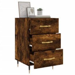 Berkfield Bedside Cabinet Smoked Oak 40X40X66 Cm Engineered Wood - thumbnail 4