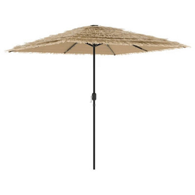Berkfield Durable Garden Parasol With Leds And Steel Pole Brown 248X248X248 Cm