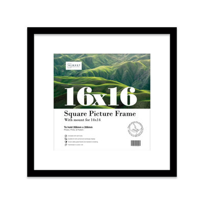 "16X16"" Black Picture Frame - 16X16"" Square Frame With 14X14"" Mount For 16X16""/14X14"" Pictures Art Deco Style Room Decor, 1 Pack" - image 1