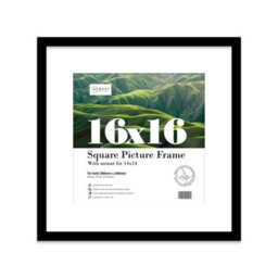 "16X16"" Black Picture Frame - 16X16"" Square Frame With 14X14"" Mount For 16X16""/14X14"" Pictures Art Deco Style Room Decor, 1 Pack" - thumbnail 1
