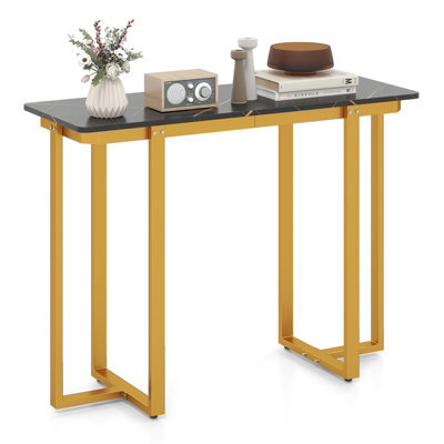 Costway Console Table Modern Faux Marble Entryway Table Black & Gold - image 1