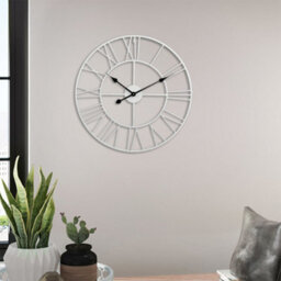 Darphe Nordic Simple White Round Metal Roman Numeral Wall Clock 40Cm - thumbnail 1