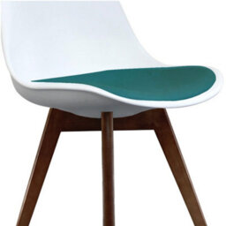 Fusion Living Soho White & Teal Plastic Dining Chair With Squared Dark Wood Legs - thumbnail 3