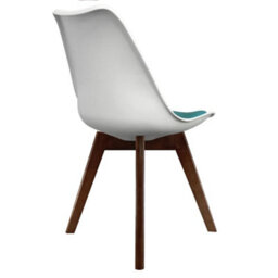 Fusion Living Soho White & Teal Plastic Dining Chair With Squared Dark Wood Legs - thumbnail 4