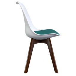 Fusion Living Soho White & Teal Plastic Dining Chair With Squared Dark Wood Legs - thumbnail 5