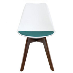 Fusion Living Soho White & Teal Plastic Dining Chair With Squared Dark Wood Legs - thumbnail 6