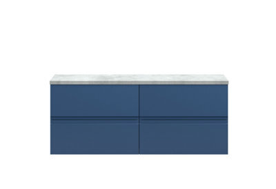 Hudson Reed Urban Satin Blue Wall Hung 4 Drawer Vanity Unit And Laminate Worktop With Silent Close, 522 X 1205 X 390 - image 1