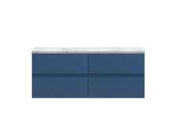 Hudson Reed Urban Satin Blue Wall Hung 4 Drawer Vanity Unit And Laminate Worktop With Silent Close, 522 X 1205 X 390