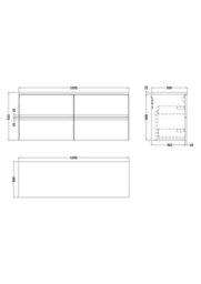 Hudson Reed Urban Satin Blue Wall Hung 4 Drawer Vanity Unit And Laminate Worktop With Silent Close, 522 X 1205 X 390 - thumbnail 3