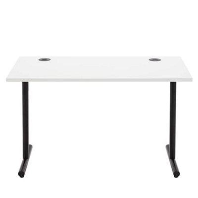 Basics Simple Office Computer Desk, White Desktop And Black Frame, Rectangular, Assembly, 120 X 60 X 73.6 Cm