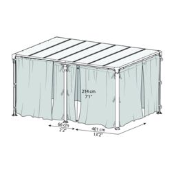 Canopia By Palram Grey Gazebo Curtain, Pack Of 4 (L)2.17M (W)4.65M For Martinique 5000 & Milano 4300 - thumbnail 6