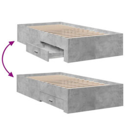 Berkfield Bed Frame With Drawers Without Mattress Concrete Grey 75X190 Cm Small Single - thumbnail 7