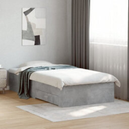 Berkfield Bed Frame With Drawers Without Mattress Concrete Grey 75X190 Cm Small Single - thumbnail 1