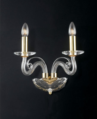 Luminosa Lighting Luminosa Epoque Twin 2 Light Candle Wall Light Gold, Crystal 36X31X23Cm