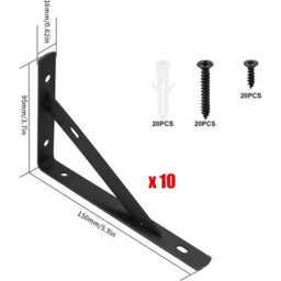 6 Inch 10Pack Wall Mounted Shelf Brackets Support - thumbnail 2