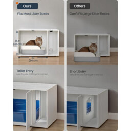 Cat Litter Box Cabinet, Hidden Cat House With Quick Assembly, Push-Open Doors And Modern Table Design, Snow White - thumbnail 4