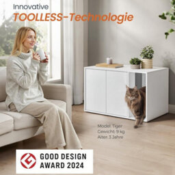 Cat Litter Box Cabinet, Hidden Cat House With Quick Assembly, Push-Open Doors And Modern Table Design, Snow White - thumbnail 1