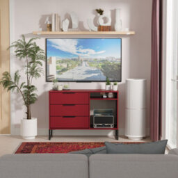 Marsala Ready Assembled Matt Red Tv Unit & 3 Drawers, (H)68.3Cm X (W)96.8Cm X (D)39.2Cm